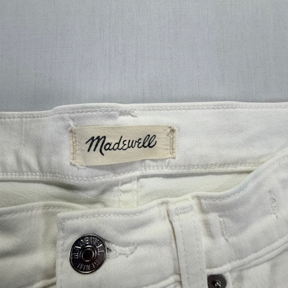 Madewell 9" Mid Rise Skinny Jeans White Button Fly Frayed Hem Size 25 - Picture 3 of 9